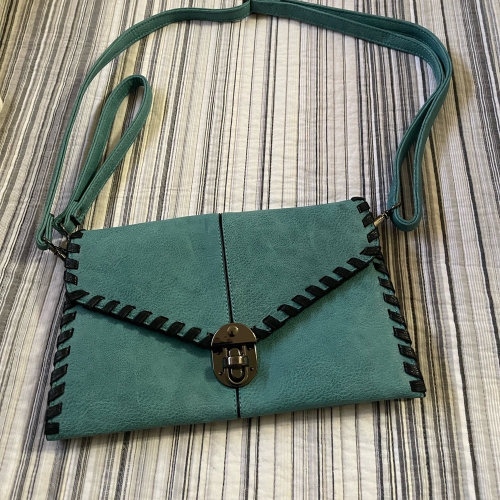 Leather aqua crossbody bag Sidney love brand